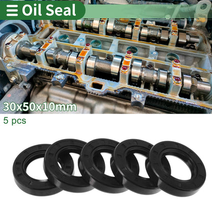Oil Seal / 30x50x10mm / Seal Ring Rotary Shaft Seal NBR Rubber Black 5 Pcs