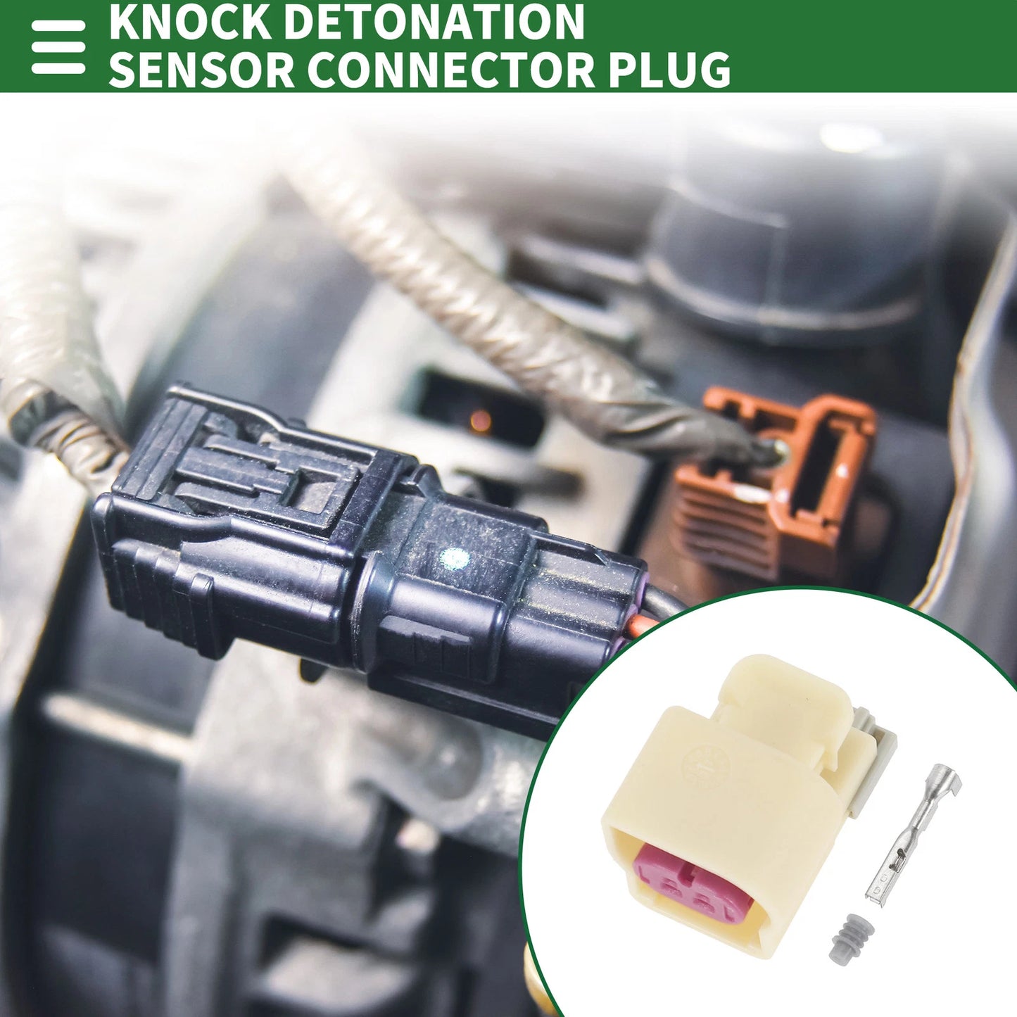 2-Pin Knock Detonation Sensor Connector Plug Female Wire Terminal for Chevy
