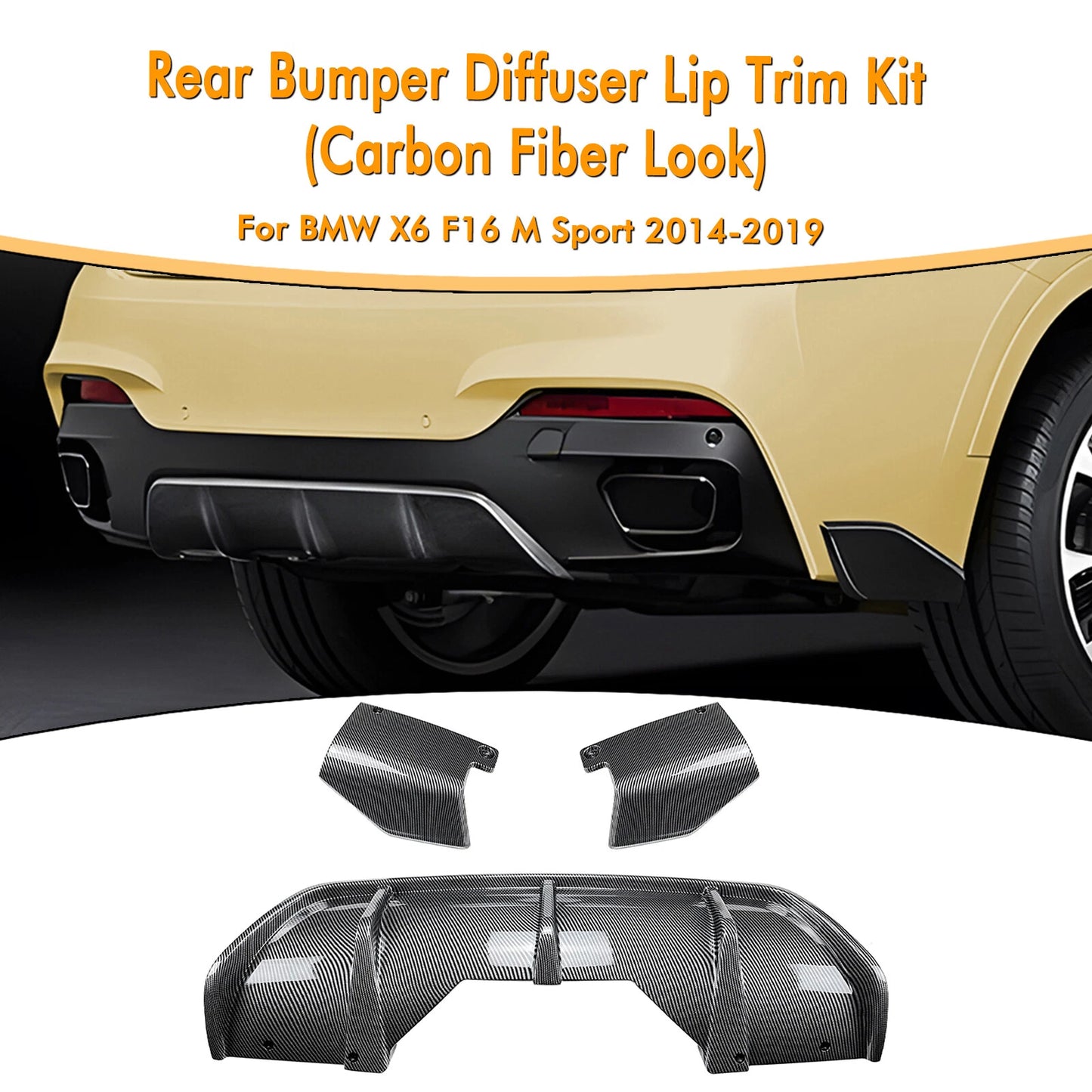 Rear Bumper Diffuser Lip for BMW X6 F16 M Sport (2014-2019)