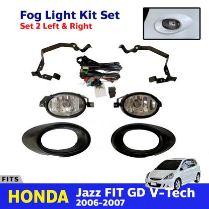 Fog Lights Driving Lamp Complete Set w Wire Fits Honda Jazz GD V-Tech 2006-07