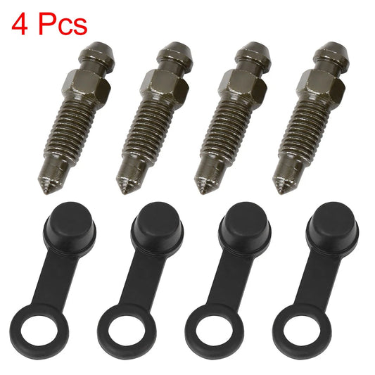 Banjo Bolt Bleeder Screw M7x1mm 4Pcs with Cap for Motorcycle