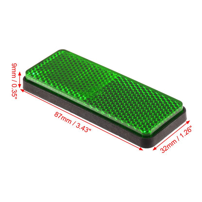 2 x 87mm Green Rectangular Reflective Warning Reflector for Motorcycle