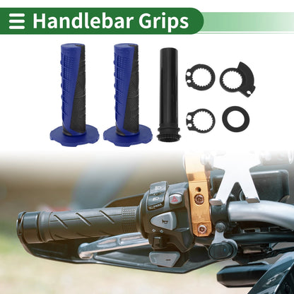 7/8 22mm Motorcycle Hand Grips Cover Kit Blue Grid Pattern for Motorcycle