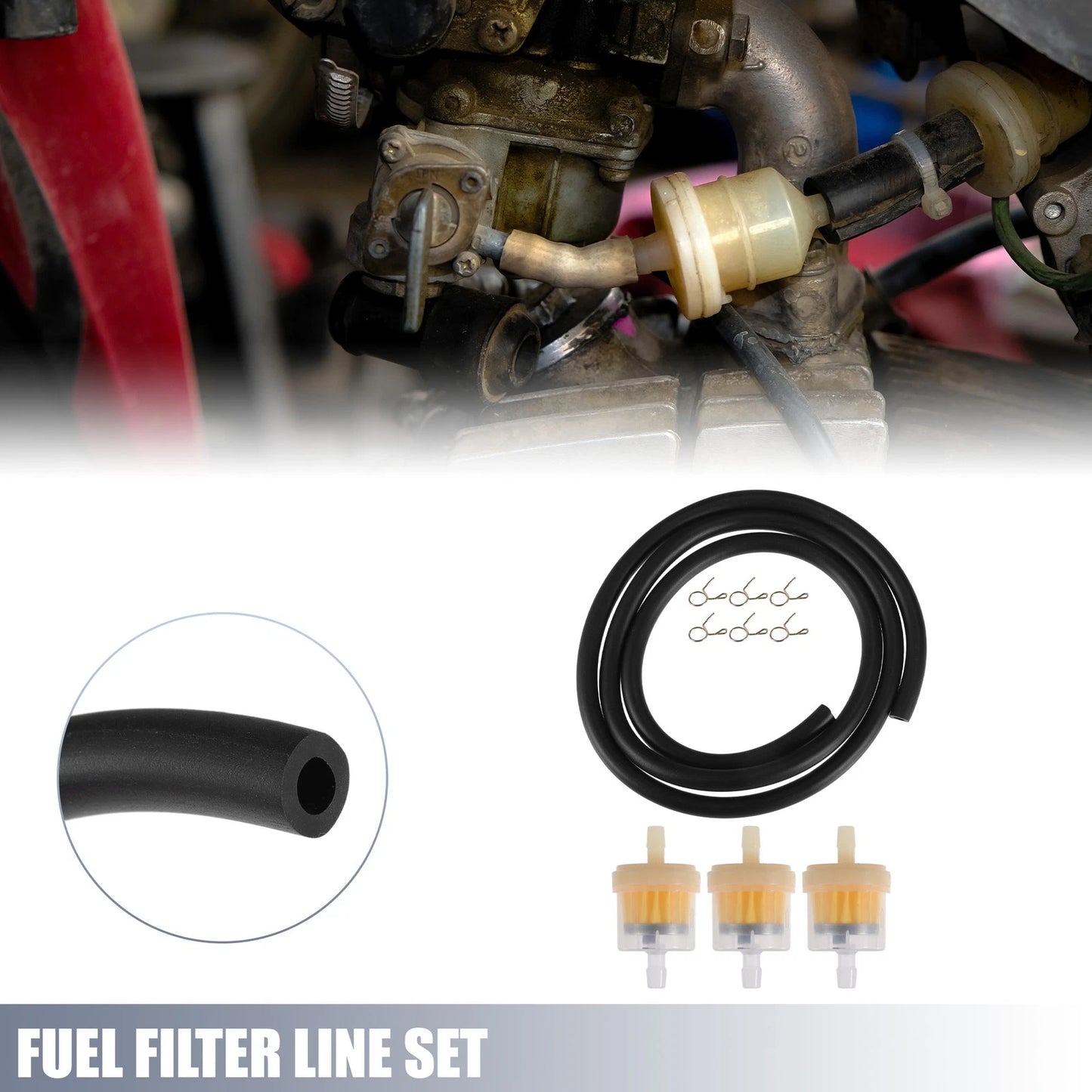 Set Motorcycle Fuel Line Filters for CRF50 70 90 150CC ATV Moped Black