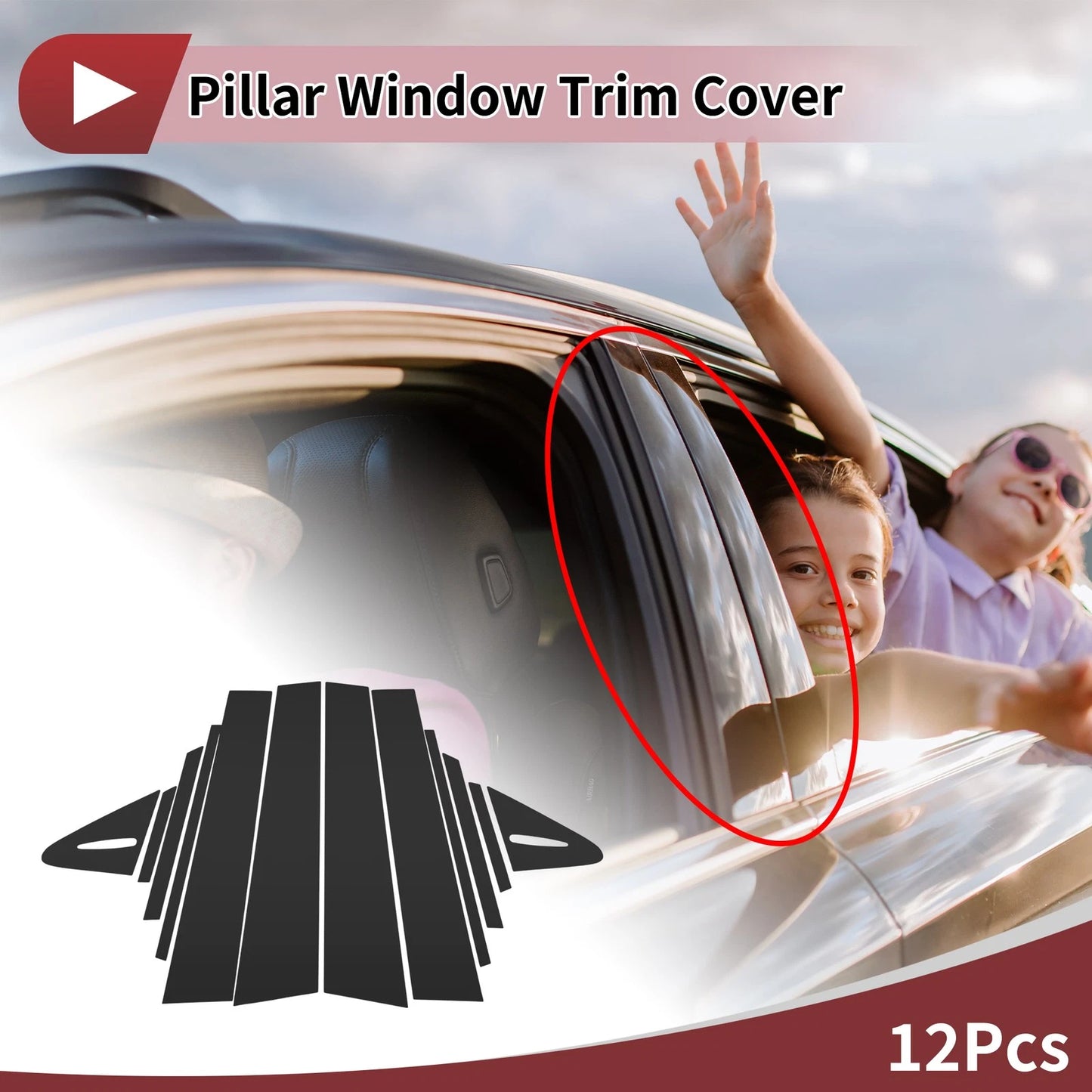 12 x Car Door Pillar Window Trim for Toyota Corolla Hatchback (2019-2024)