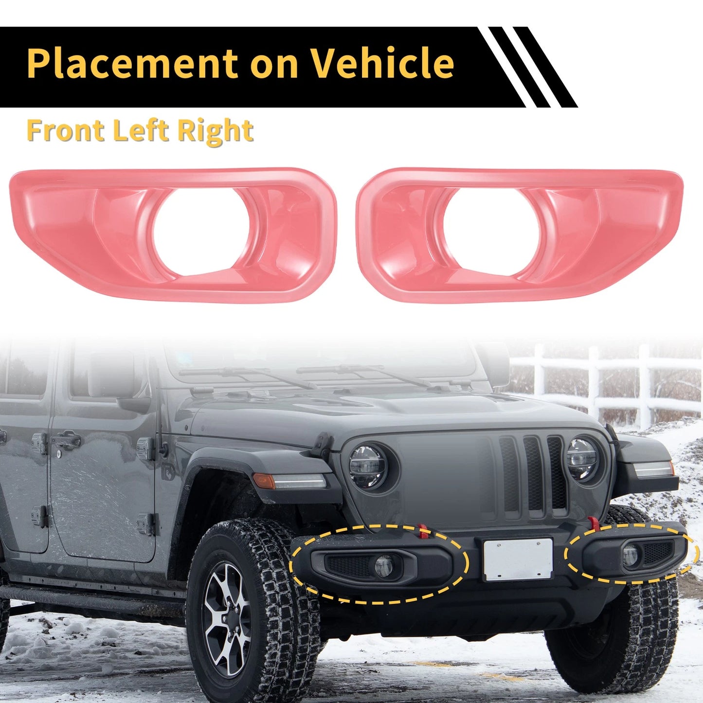 Fog Light Grills for Jeep Wrangler JL Gladiator (2018-2023) - 2 x Pink
