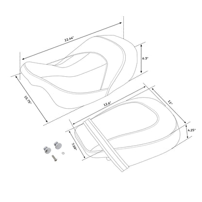 Low Profile Black Driver & Passenger Seats for Harley Street Glide (2009-2023)