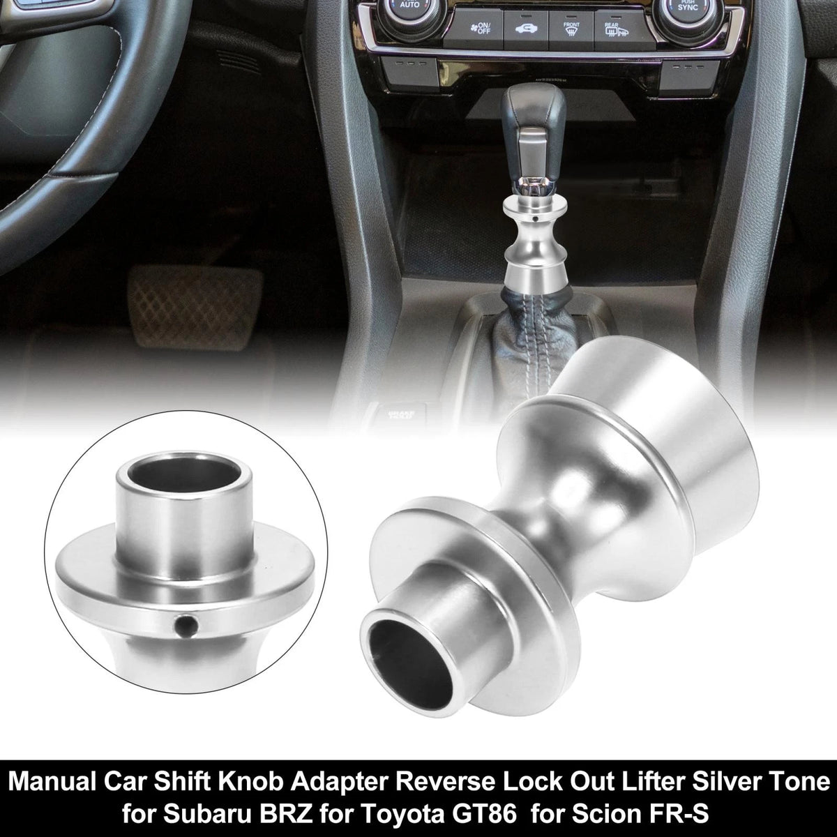 Silver Tone Shift Knob Reverse Lock Out Lifter for Subaru BRZ, Toyota (2013-2023)