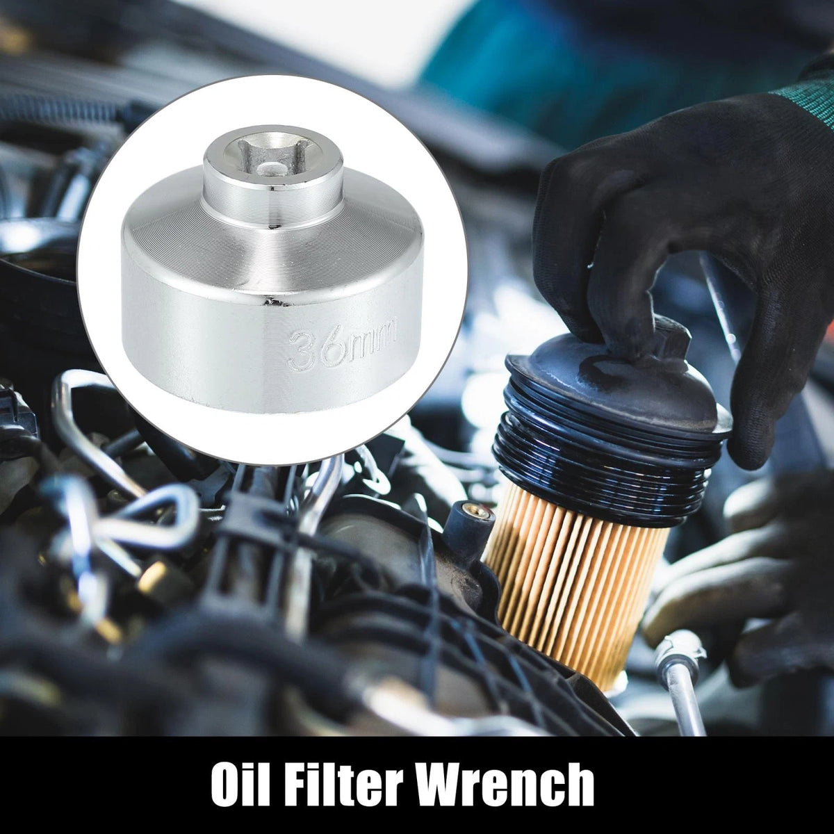 36mm Oil Filter Wrench Cap Socket for Benz, BMW, Audi, VW, Ford