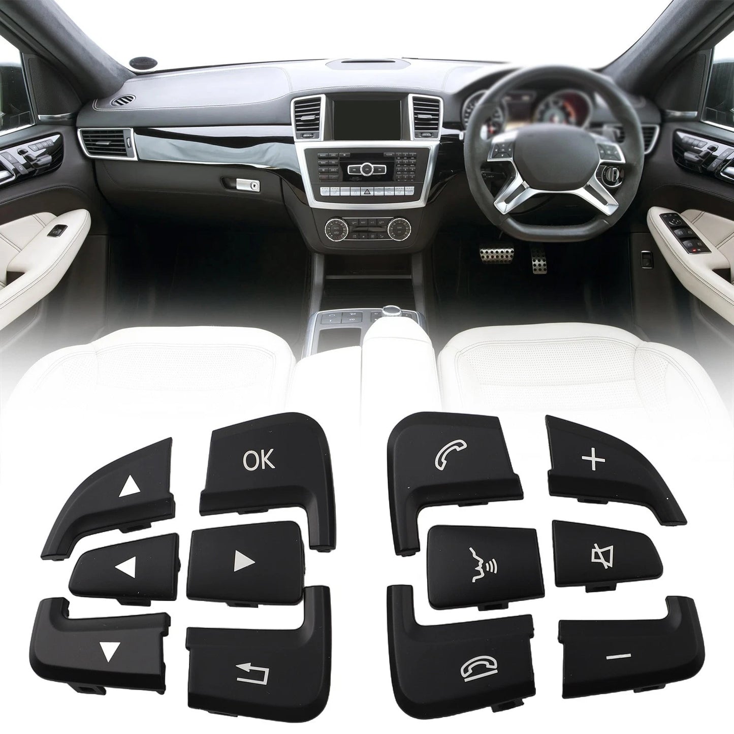 Custom Fit Steering Wheel Switch Buttons Cover Set for Mercedes