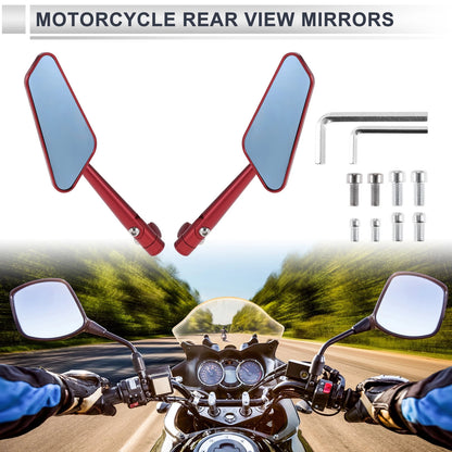 Rear View Mirrors for M8/M10 Motorcycle Prismatic Shape Red Aluminum Alloy