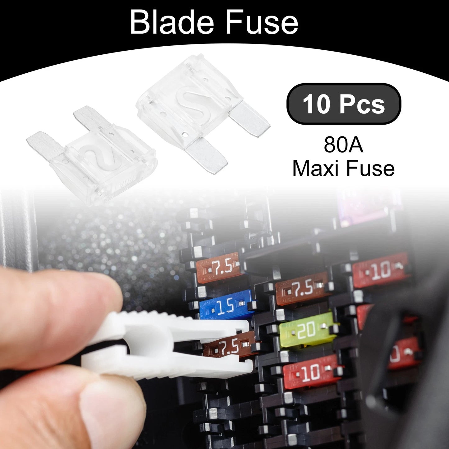 10 Pcs Maxi Fuse 80A Blade Fuse White for Car Boat Truck RV Motorcycle