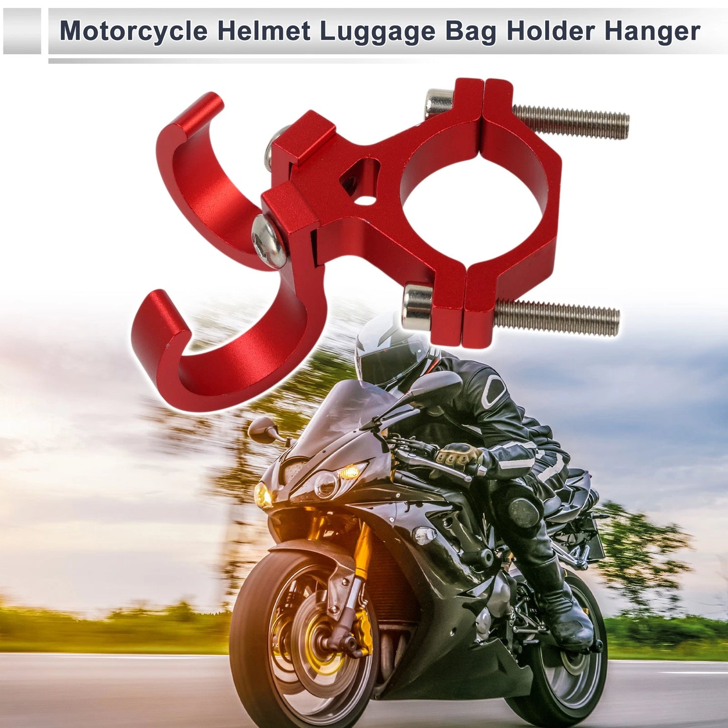 Arc Hanging Hook for Motorcycle Hexagon Wrench Washer 1 Set Red