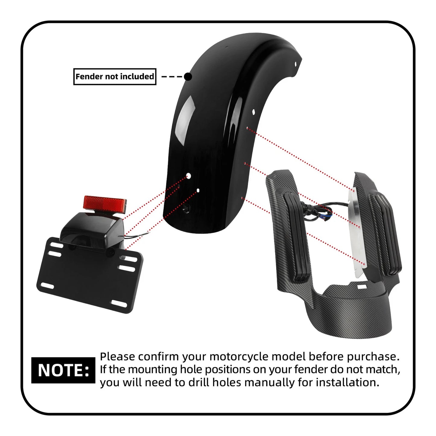 Vivid Black Rear Fender Fascia for Harley Touring Electra Glide (2014-2024)