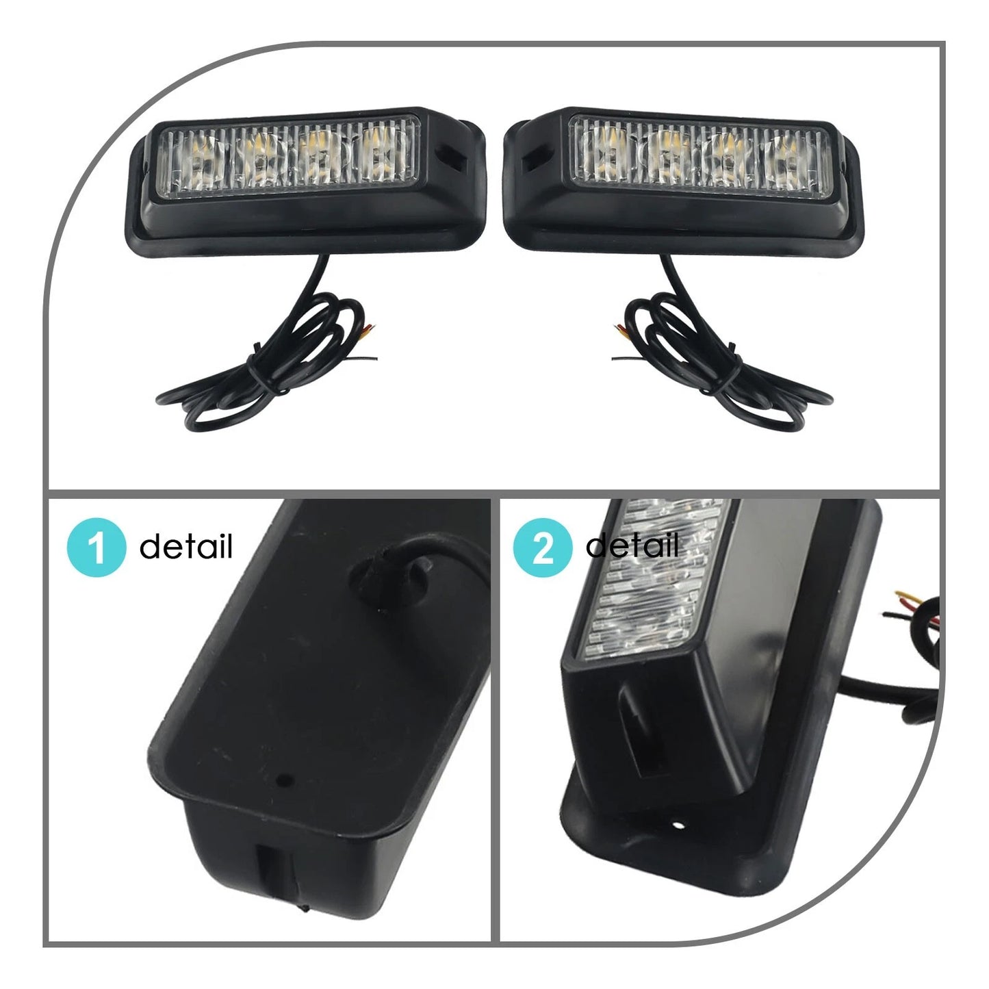 LED Car Light Flash Light Strobe Orange Amber DC 12V for Car
