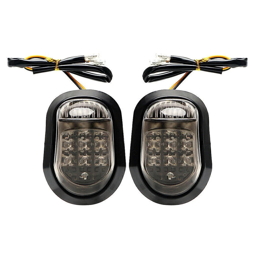 2 x Motorcycle Flush Mount Amber LED Turn Signal Lights for Universal Models