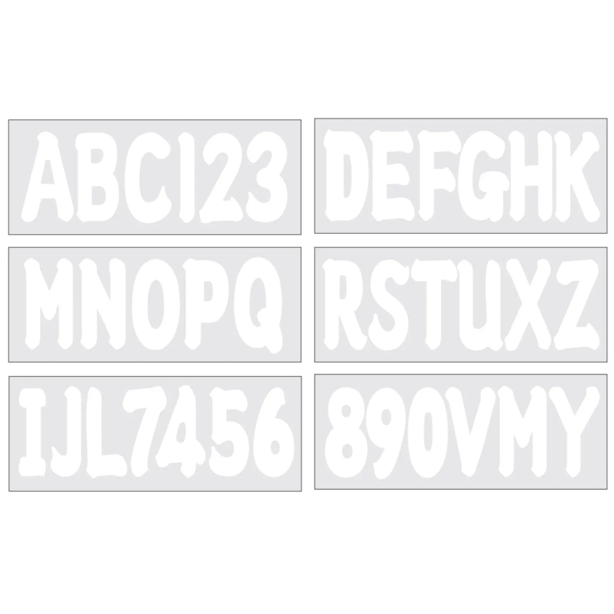 Boat Registration Decals White 4 Sets A-Z/0-9
