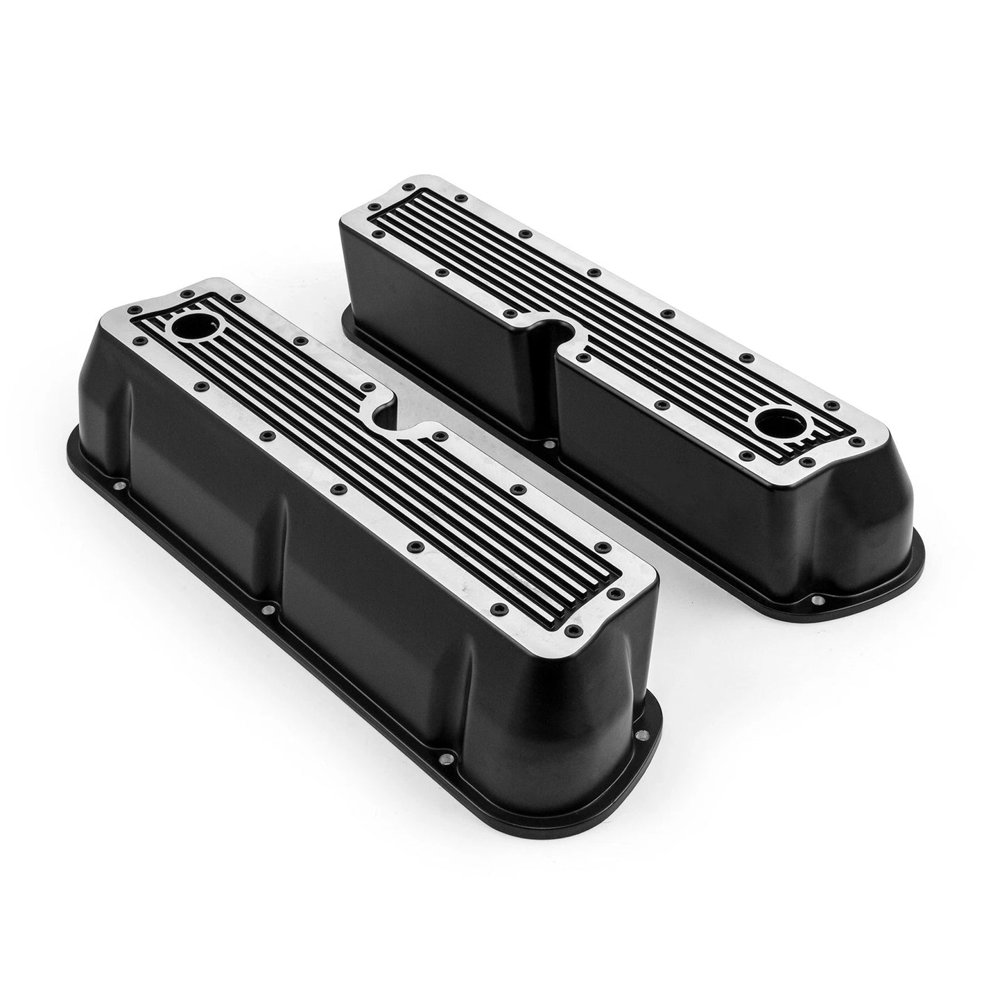 Tall Black Ribbed Aluminum Valve Covers for Ford SB 289 302 351 Windsor