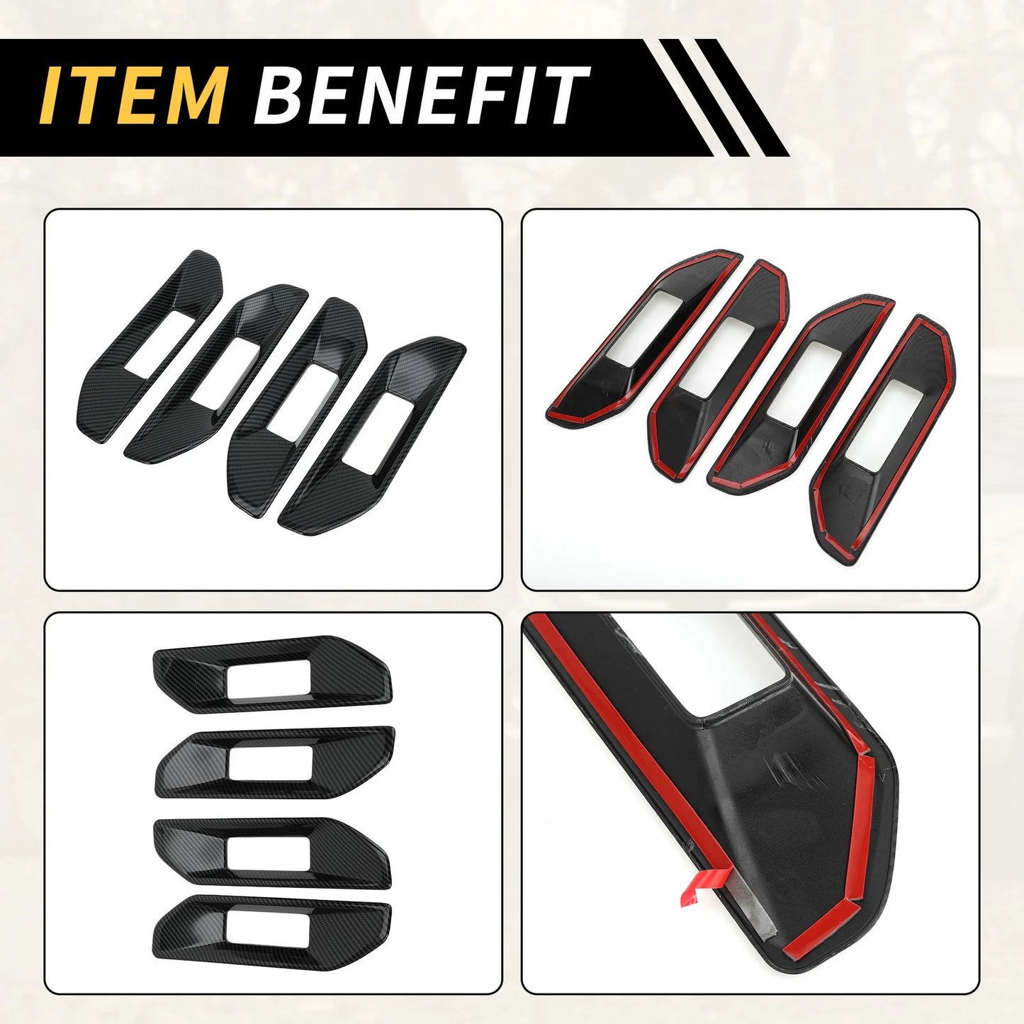 Carbon Fiber Door Handle Bowl Cover Trim for Ford Ranger (2023-2024)