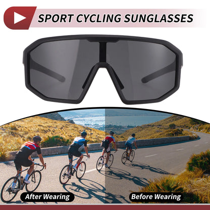 Motorcycle Riding Goggles Black Lens Black Frame Cycling Sunglasses PC UV400