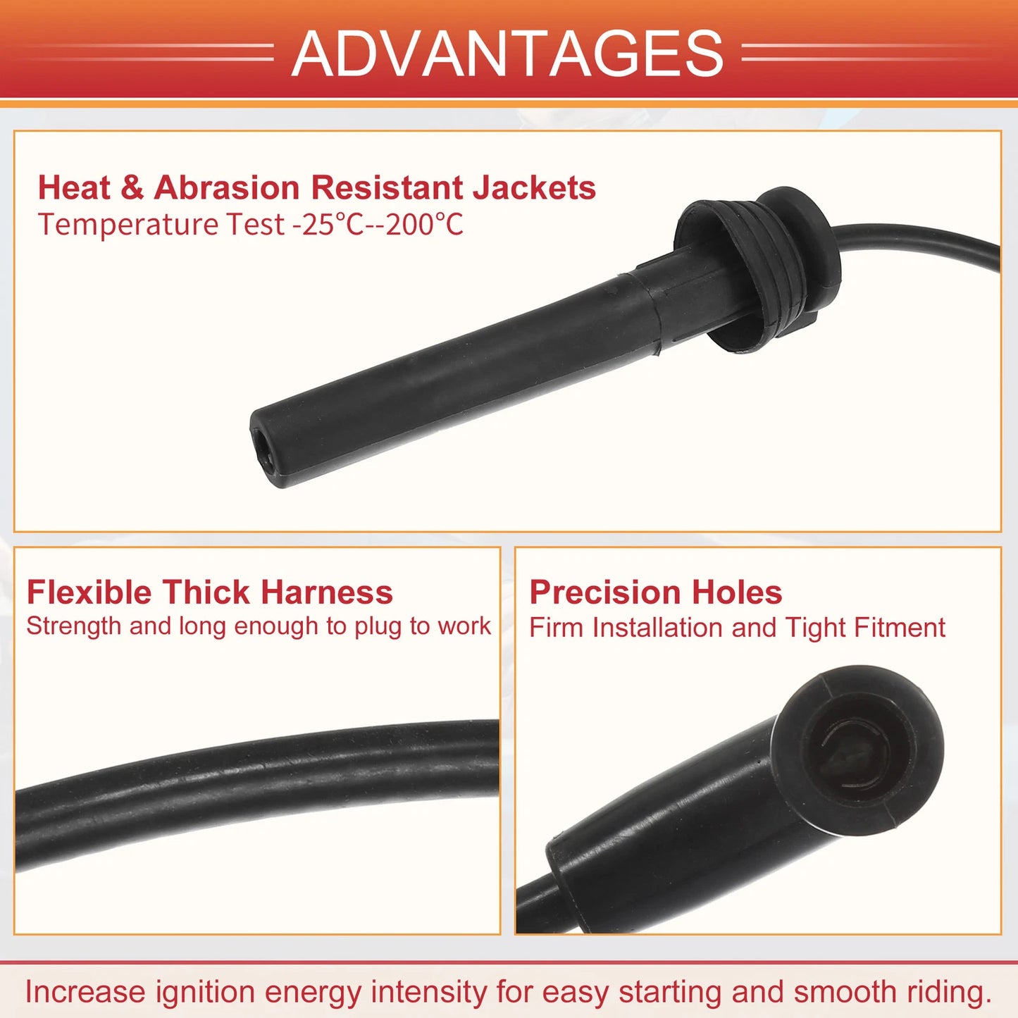 4pcs Spark Plug Wire Ignition Coil Cables for Mini Cooper (2002-2008)