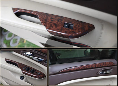 8pcs Wood-Grain Armrest Window Lift Switch Trim for Cadillac SRX (2010–2016)