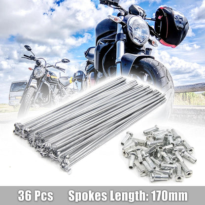 36pcs / 170mm / Wheel Spokes Set 3.5mm Thread Nipples for Motorcycle