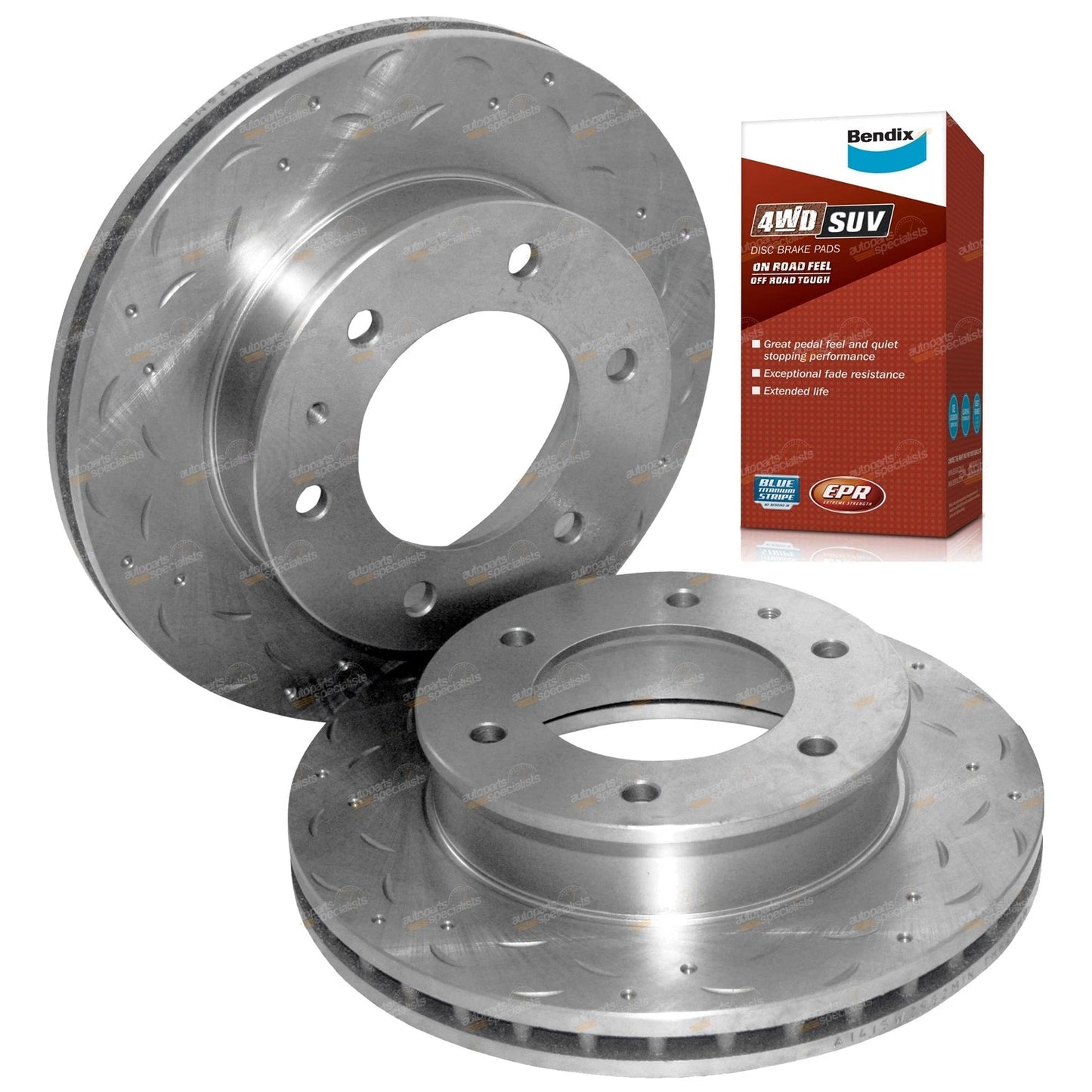 Front Disc Rotors + 4WD Brake Pads for Ford Ranger PJ PK (2006-2011)