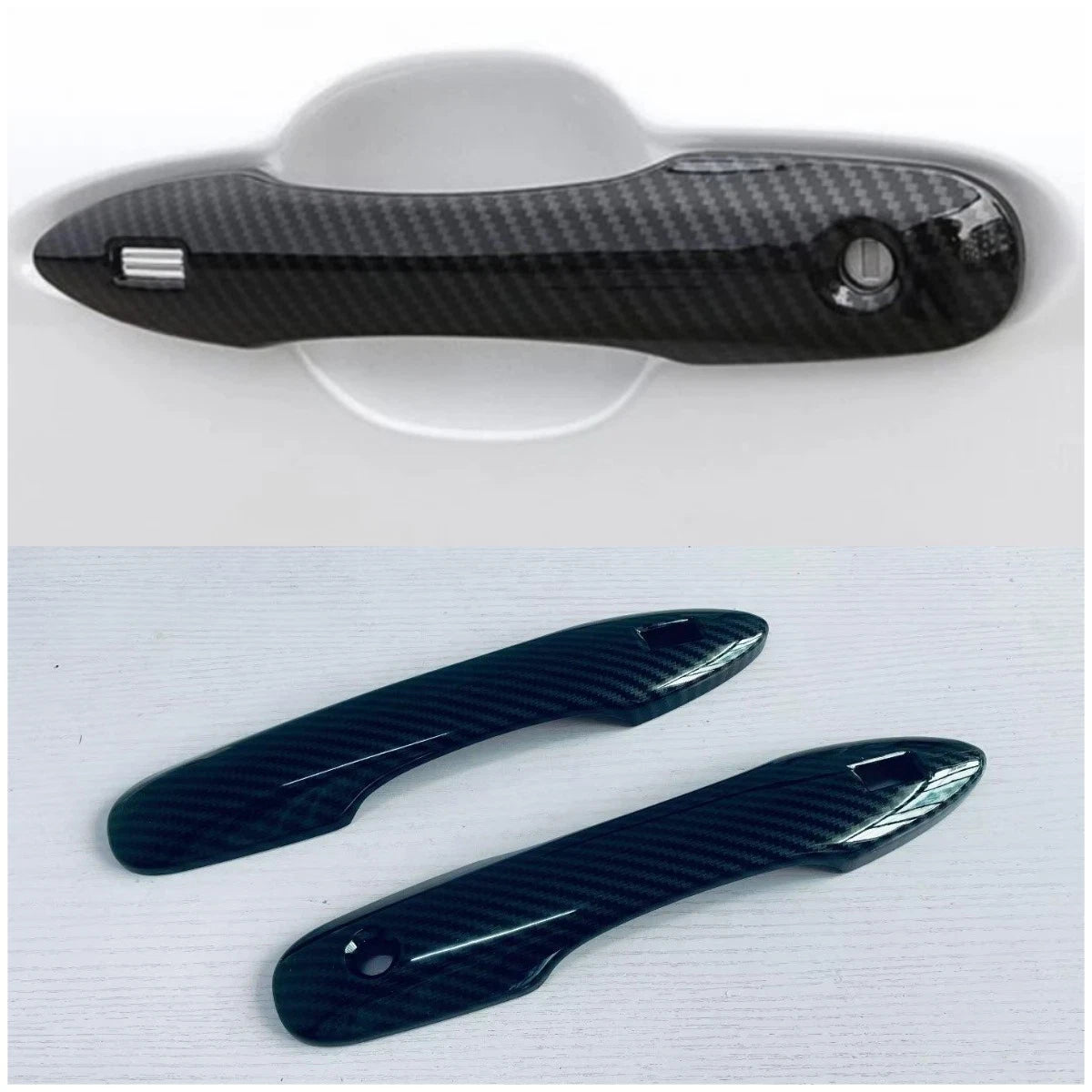 Carbon Fiber Front Door Handle Lid Cover Trim for Toyota Prius (2023-2024) 2 x