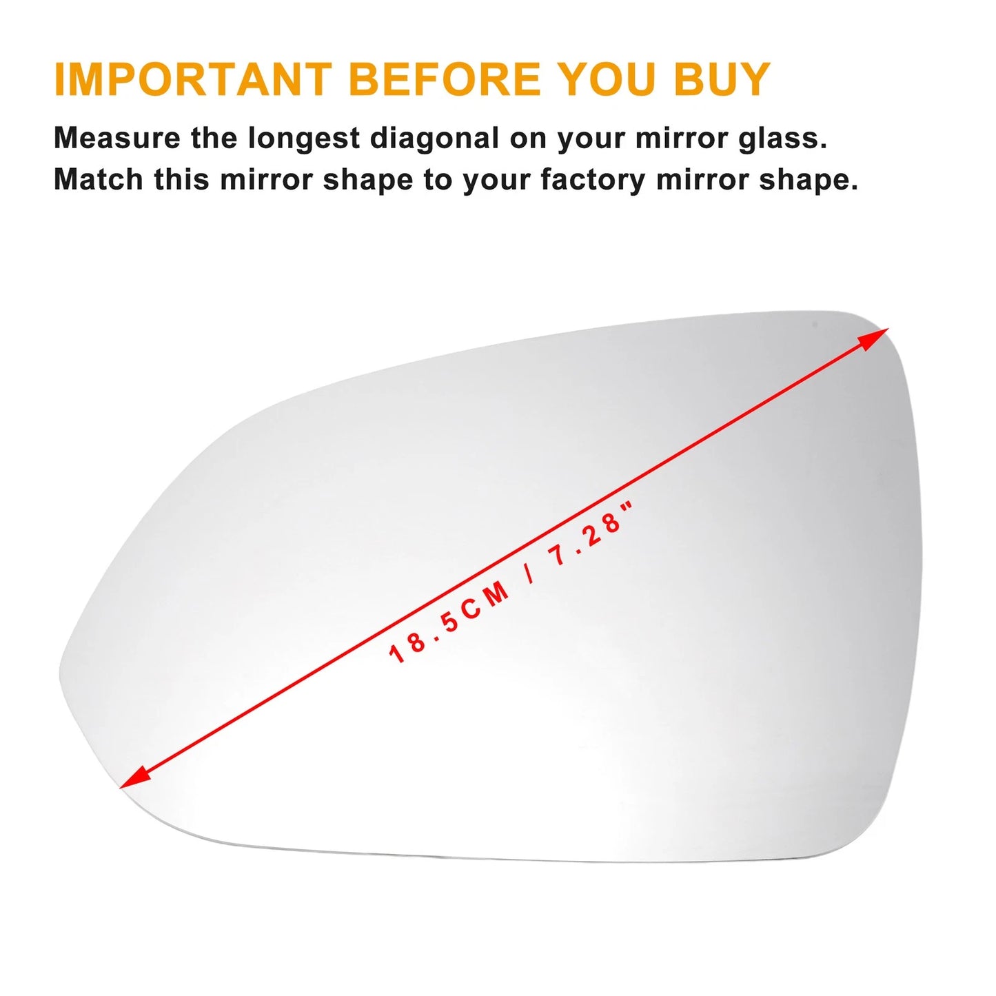 Left Side Heated White Mirror Glass for KIA Rio (2017-2020)