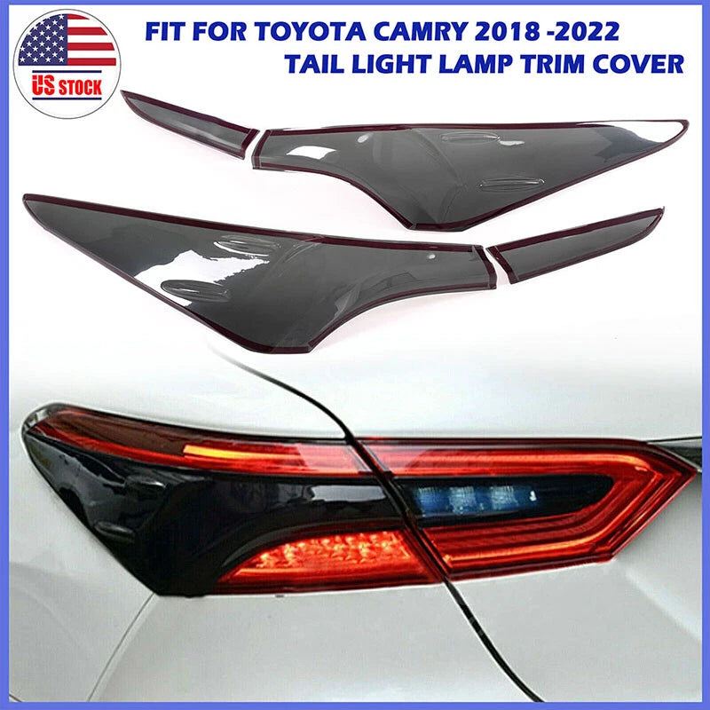 Black ABS Rear Tail Light Lamp Trim Covers for Toyota Camry (2018-2021)