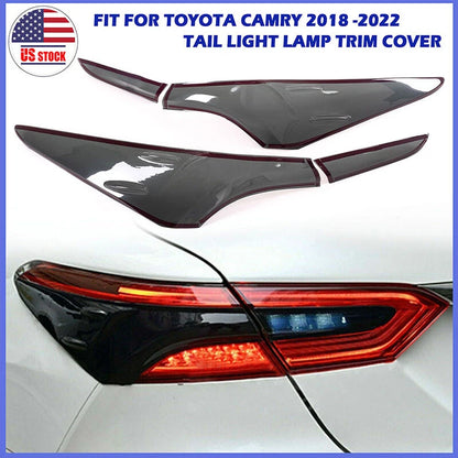 Black ABS Rear Tail Light Lamp Trim Covers for Toyota Camry (2018-2021)