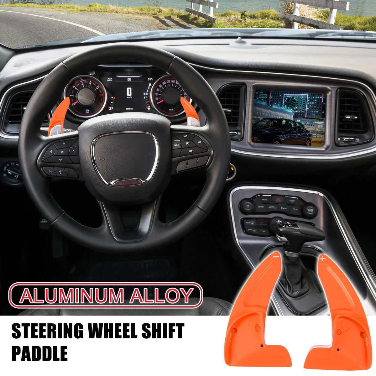 2x Orange Steering Wheel Paddle Shifter Cover for Dodge Charger Challenger