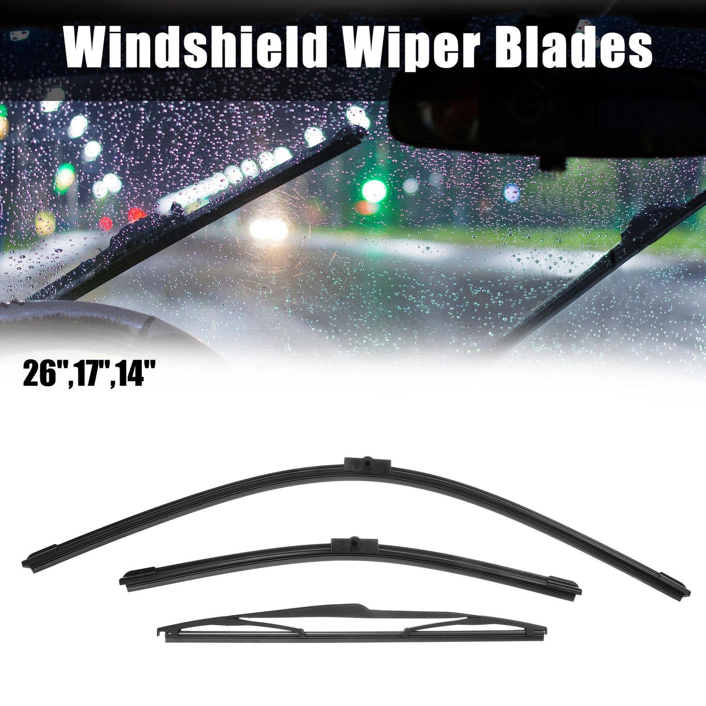3 x Car Front Rear Wiper Blades for Ford Focus MK2 (2004-2011)
