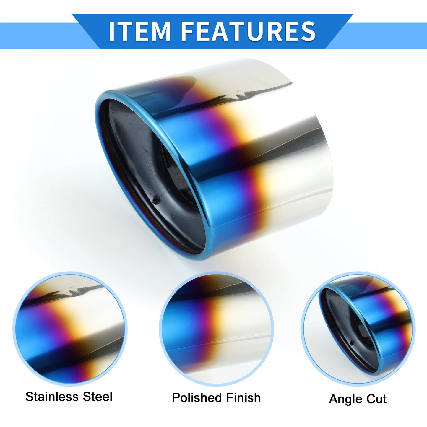 Slant Cut Exhaust Tip 4.7" Inlet for Honda Accord (2008-2012)