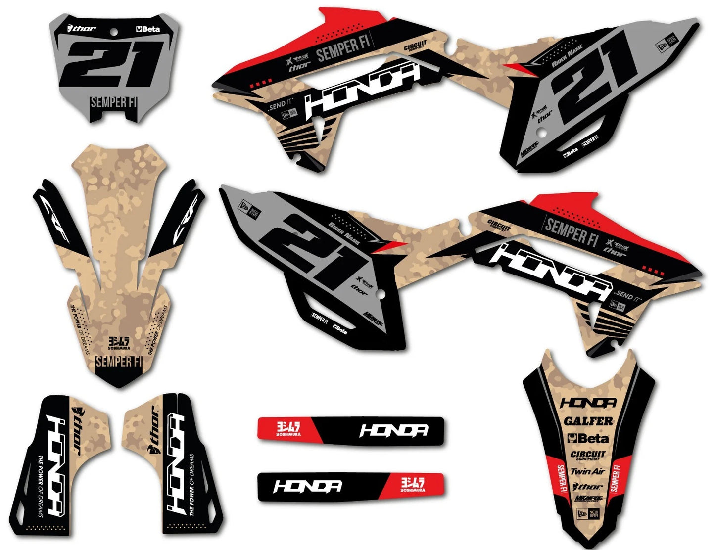 Custom Graphic Kit for Honda CRF 250 2022-2024 - TERRA Style Decals & Stickers