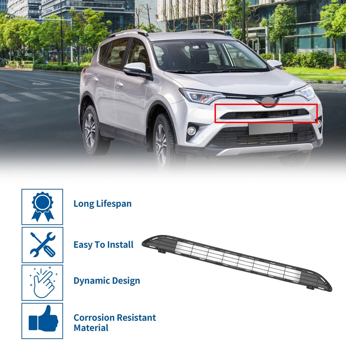Front Hood Bumper Grille for Toyota RAV4 LE (2016-2018)
