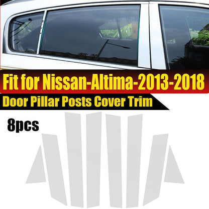 8 x Chrome Pillar Post Window Door Trim Covers for Nissan Altima (2013-2018)