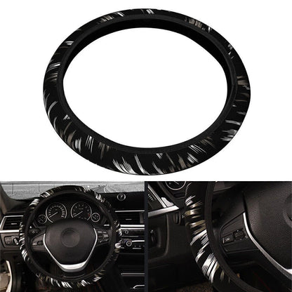 15" PU Leather Steering Wheel Cover Trim for Car - Grey & Black (2015-2023)
