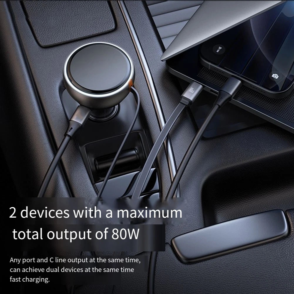 Car Charger Set with Dual Cables for Efficient Power Delivery