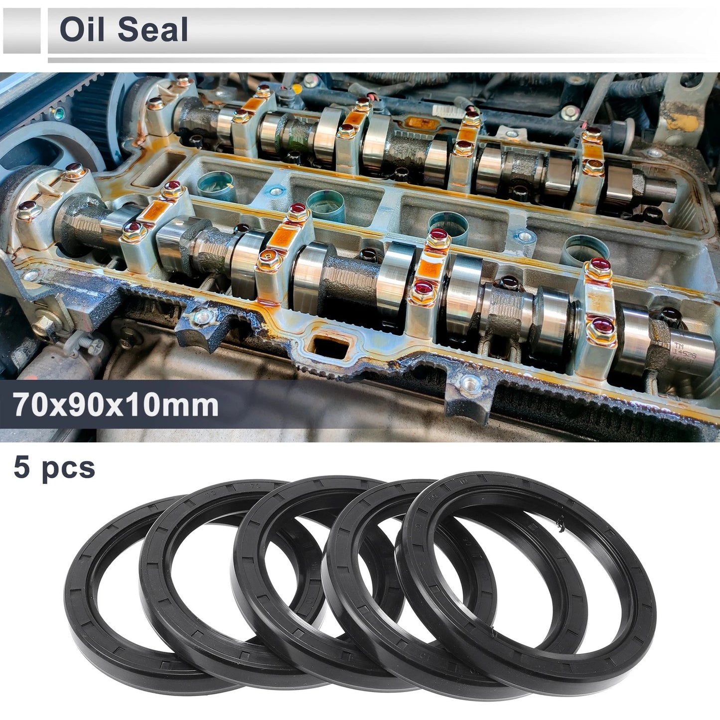 Oil Seal 70x90x10mm Seal Ring Rotary Shaft Nitrile Rubber 5 Pcs for Make Model