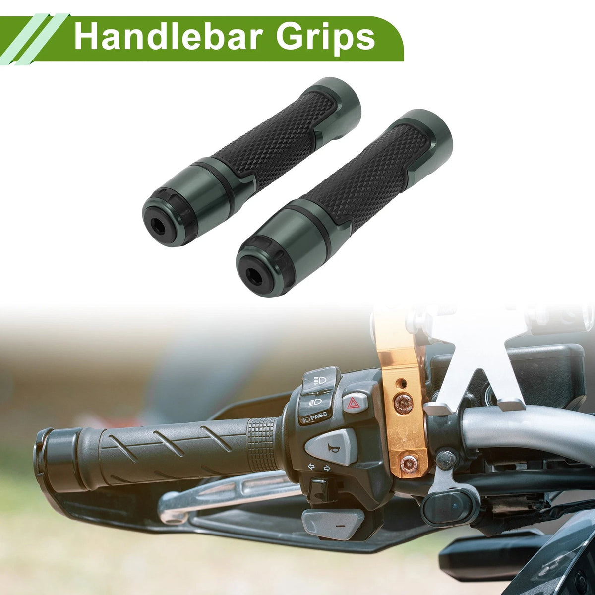 7/8" 22mm Hand Grips Cover End Grips Rubber Titanium Tone for Motorcycle
