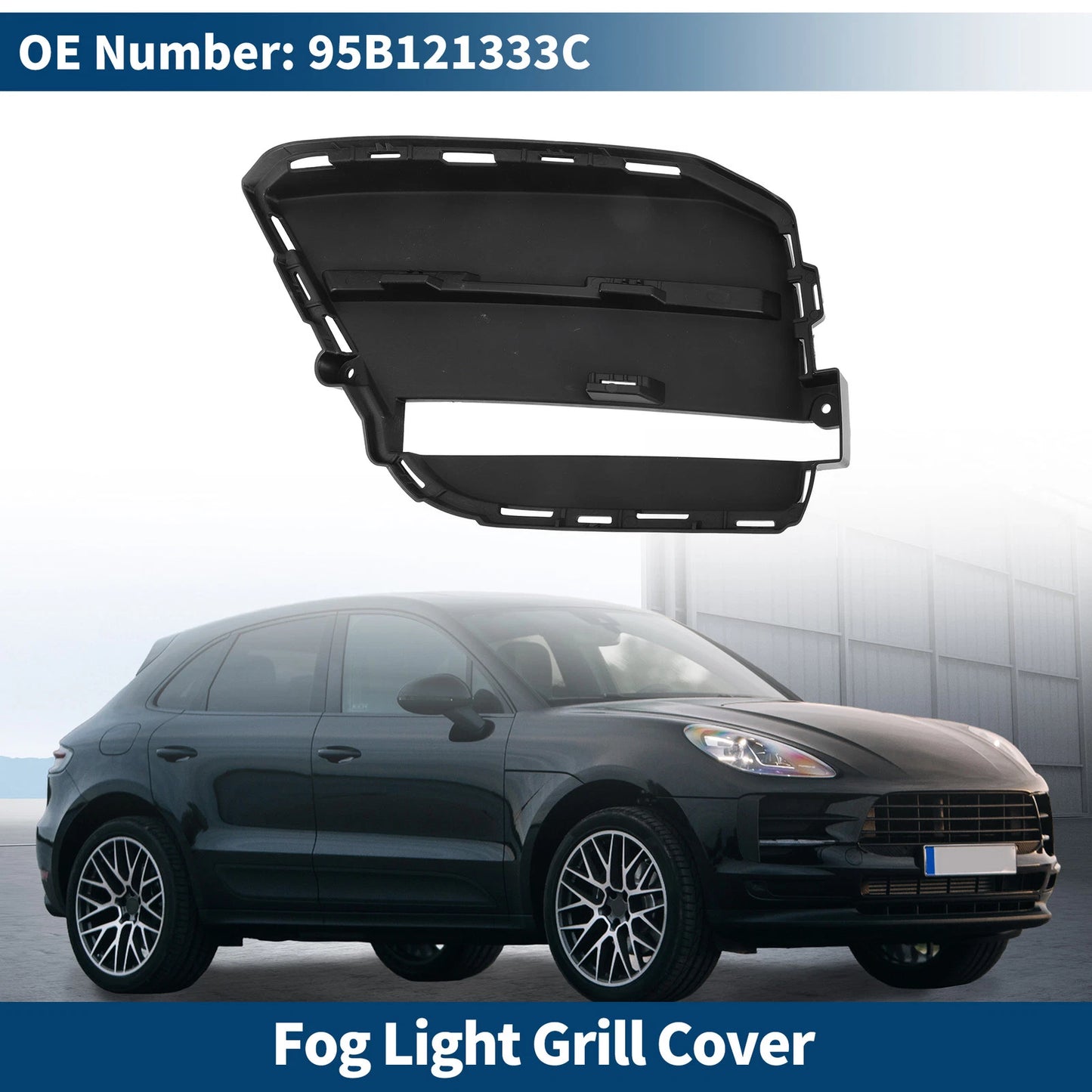1 Pc Car Front Left Fog Light Grill for Porsche Macan Black
