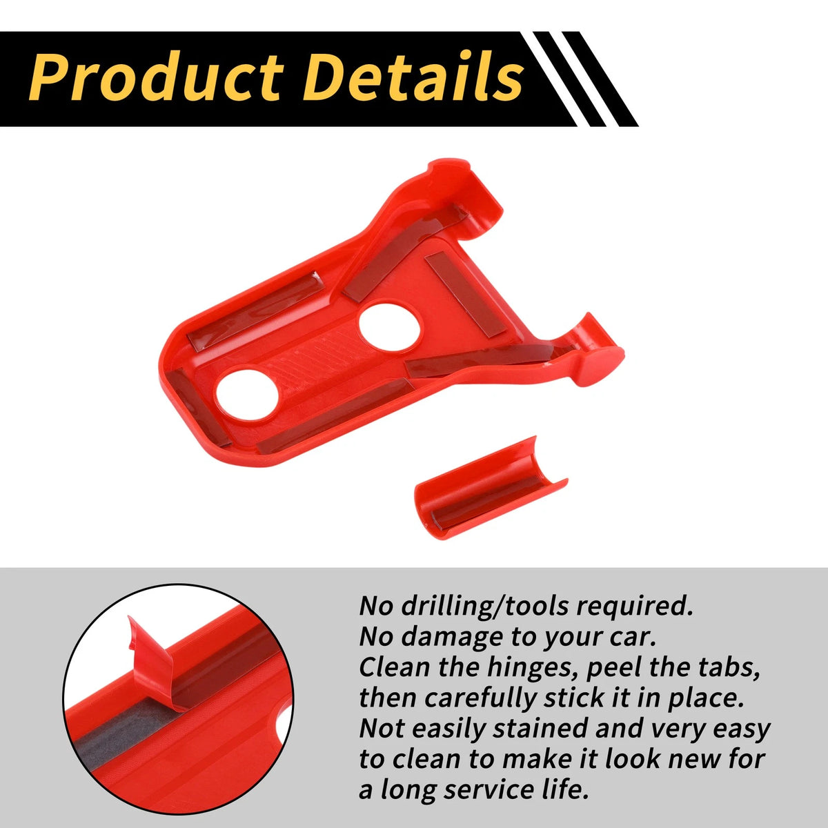Engine Hood Hinge Cover for Jeep Wrangler JL JLU 2018-2024 - 1 Pair Red Plastic