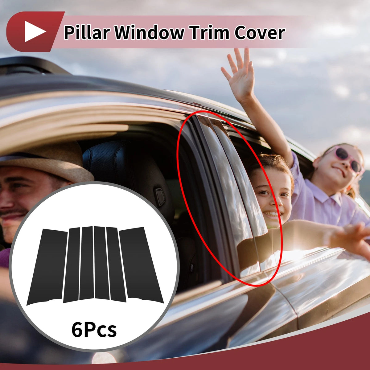 6 Pcs Car Door Pillar Window Trim Black for Toyota Sienta (2016–2022)