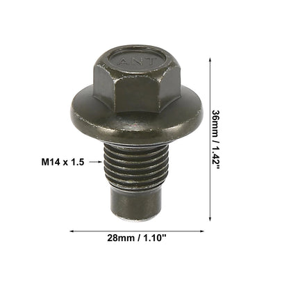 4 Pcs M14 x 1.5 Steel Oil Drain Plug Screws with Seal Rings for Ford