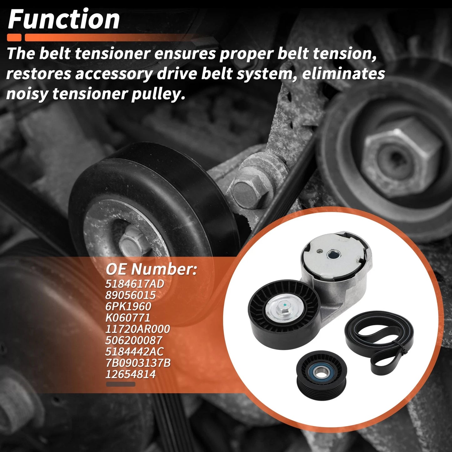 1x Drive Belt Tensioner Kit for Dodge Grand Caravan (2011-2019)