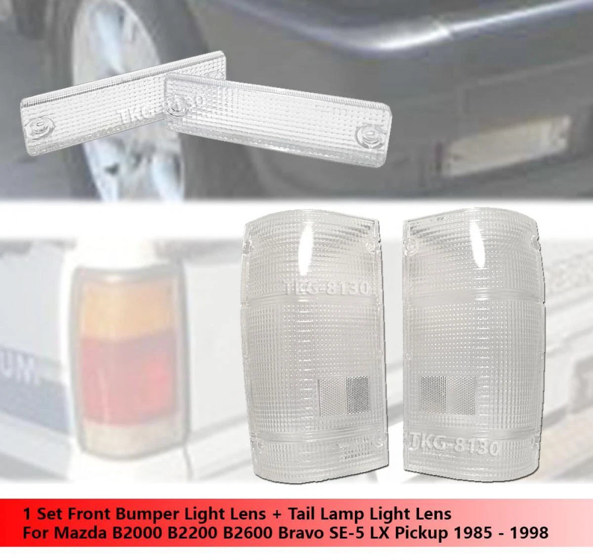 2 x Light Lens for Mazda B2000 B2200 B2600 (1986-1993)