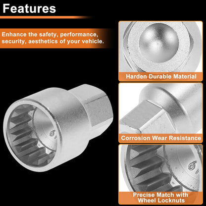 Wheel Lock Lug Nut Key Socket for VW Touareg Removal Tool