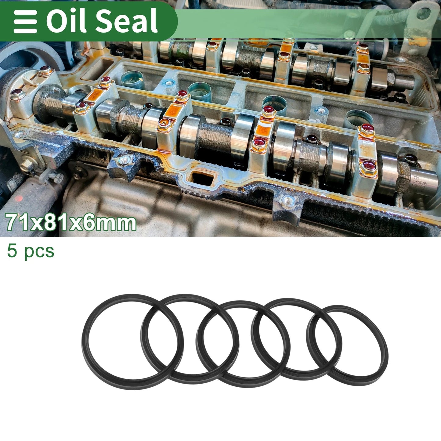 Oil Seal 71x81x6mm NBR Rubber Black 5 Pcs